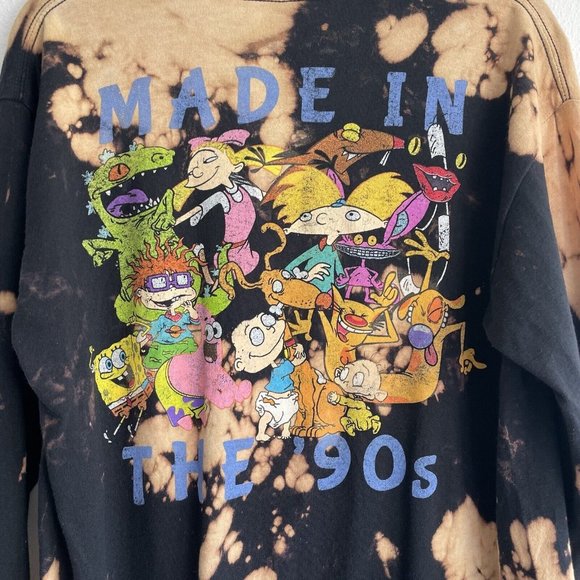 Nickelodeon Men's T Shirt Rugrats SpongeBob Made in The 90's Tie Dye Tee Graphic - Picture 8 of 11